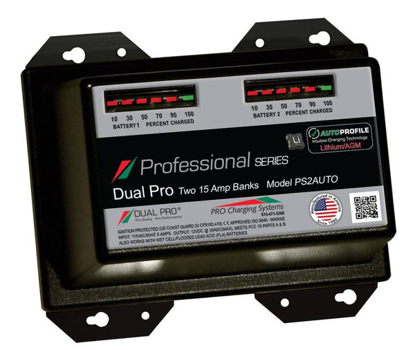 Dual Pro Professional Series AutoProfile 30A 2-Bank Battery Charger  • PS2AUTO