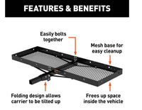 Curt 60" x 20" Cargo Carrier Folding 2" Shank, 500 LBS  • 18109