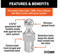 Curt OEM Puck System 2-5/16" Gooseneck Ball, RAM, 38K  • 60627