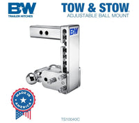 B&W Tow & Stow Adjustable Dual-Ball Mount - Chrome - 2" Receiver - 2", 2 5/16" Ball - 7" Drop  • TS10040C