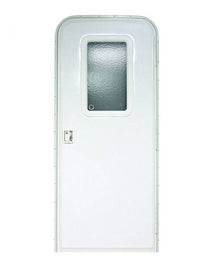 Lippert Right Hinge RV Radius Entry Door with Screen Door with Drip Cap & Threshold - 26" x 72" - White  • V000040259
