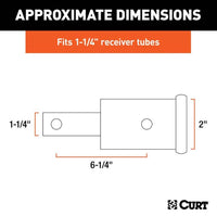 Curt Receiver Tube Adapter, 1-1/4" to 2" Shank, 6-1/4" Length  • 45785