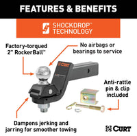 Curt RockerBall Cushion Hitch w/ 2" Ball, 2" Shank 7,500 LBS,  3" Drop  • 45143