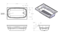 Specialty Recreation White Plastic Rectangular Bath Tub with Right Hand Drain, 40"L x 24"W  • BT2440WR