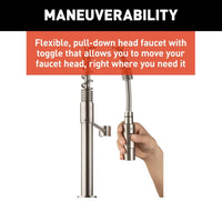Lippert Flow Max Coiled Pull-Down RV Kitchen Faucet - Stainless Steel  • 719323