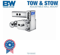 B&W Tow & Stow Adjustable Dual-Ball Mount - Chrome - 2" Receiver - 2", 2 5/16" Ball - 3" Drop  • TS10033C
