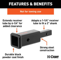 Curt Receiver Tube Adapter, 1-1/4" to 2" Shank, 6-1/4" Length  • 45785