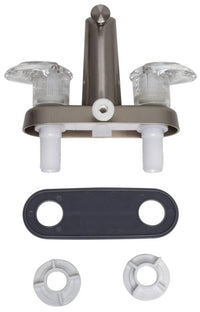 Valterra Catalina Tub/Shower RV Faucet, “D” Spud, Spout Diverter, Brushed Nickel w/ Clear Acrylic Lever Handles  • PF223461