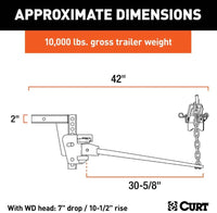 Curt Deep Drop Trunnion Bar Weight Distribution Hitch, 8K - 10K lbs, 30-5/8" Bars  • 17352