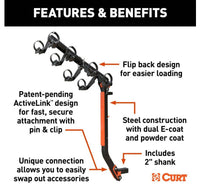 Curt Activelink Ultra Hitch-Mounted Bike Rack, 4 Bikes, 2" Shank  • 18412