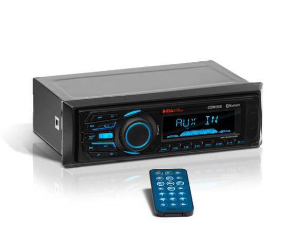 BOSS Audio Systems Marine Boat Stereo â€“ Single Din, Bluetooth, AM/FM Radio Receiver, Wireless Remote Control  • MR1308UABK