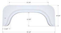 Icon FS350 45-1/8"L x 18-5/8"H (12-1/8" Arch Heigh) Polar White Single Axle Fender Skirt  • 00400