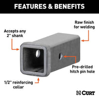 Curt 6" Raw Steel Receiver Tube, 2" Receiver  • 49060
