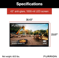 Furrion Aurora Full-Sun 4K LED Outdoor Smart TV - 43"  • 2021132330