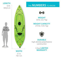 Lifetime Tioga 100 Sit-On-Top Kayak (Paddle Included) – Lime Green  • 90534