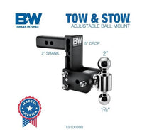 B&W Tow & Stow Adjustable Dual-Ball Mount - 2" Receiver - 1 7/8", 2" Ball - 5" Drop  • TS10038B