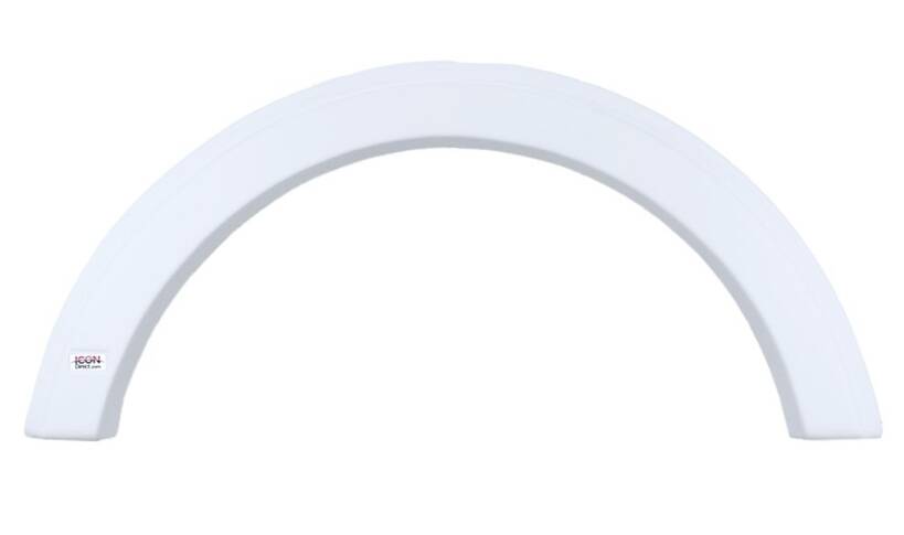 Icon FS1759 36-3/8"L x 16-1/2"H (12-3/4" Arch Heigh) Polar White Single Axle Fender Skirt for Wolverine Class C Model  • 01759