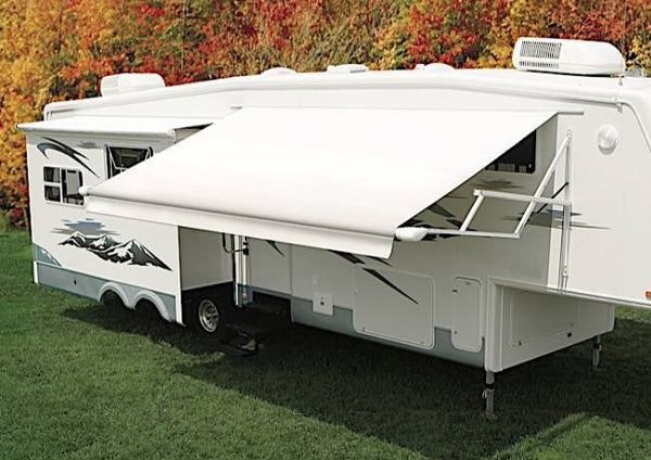 Carefree 25' Cut-To-Fit Vinyl Solid White Patio Replacement RV Awning Fabric  • JG254F4F-MP