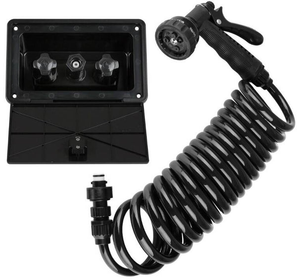 Dura Faucet Exterior Spray Port Kit With Multi-Spray Hose  • DF-SA189-BK