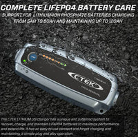 CTEK Lithium US - 12V Lithium-Ion Phosphate LiFePO4 Battery Charger and Maintainer  • 56-926