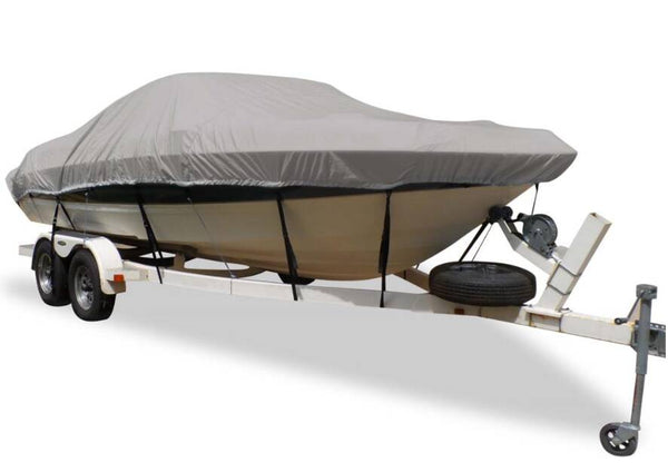 Carver Flex-Fit Haze Gray Poly-Guard Boat Cover for 17'-19' L x 96" W V-Hull, Tri-Hull Boats  • 79004