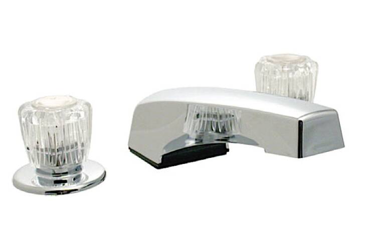 Valterra Catalina Tub Faucet, Adjustable Center 8"-24", Chrome w/ Clear Acrylic Knob Handles  • PF224301