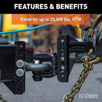 Curt Adjustable Channel Mount w/ 2-5/16" Ball & Pintle, 2-1/2" Shank, 20K Lbs  • 45908