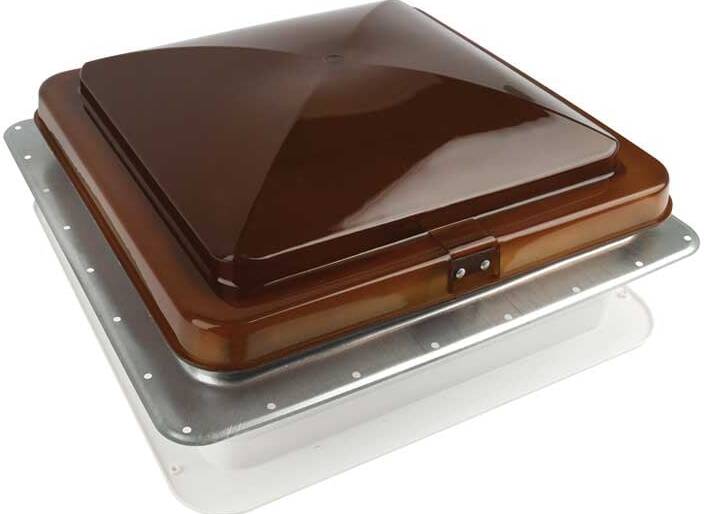 Heng's 14" x 14" Galvanized Metal Base Roof Vent with Amber Manual Lid  • 73111-C1G1