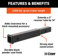 Curt 14" Receiver Tube Extender, 2" Shank, 3.500 LBS  • 45795