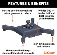 Curt Spyder 5th Wheel Rail Gooseneck Hitch with 2-5/16" Ball, 30K  • 16090
