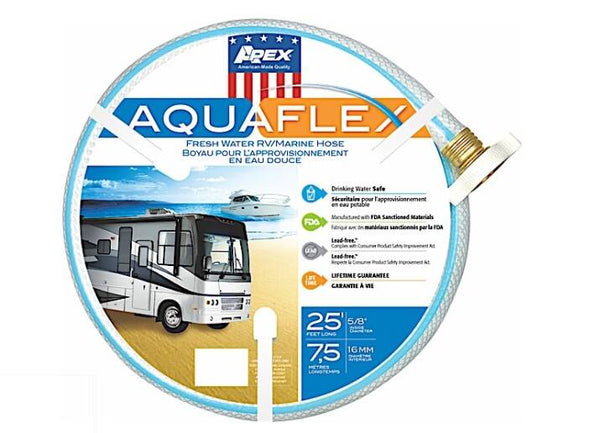 Teknor Apex AquaFlex White Fresh Water Hose with Ergonomic Leak Proof Coupling 5/8" x 25'  • 8503-25