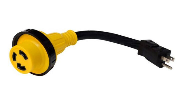 Valterra Mighty Cord 30AF-15AM Locking Ring Adapter for RV - 12"  • A10-1530DBK