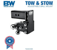 B&W Tow & Stow Adjustable Tri-Ball Mount - 3" Receiver - 1 7/8", 2", 2 5/16" Ball - 5" Drop  • TS30048B