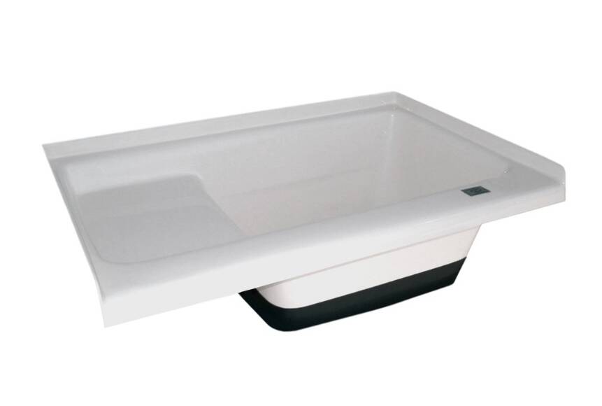 Icon Sit in Step RV Bath Tub with Right Hand Drain - 36" x 24" x 13" - Polar White  • 00476