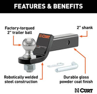 Curt Loaded Ball Mount w/ 2" Ball, 2" Shank, 7,500 LBS, 2" Drop  • 45036