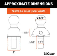 Curt RockerBall 2-5/16"Cushion Hitch Ball, 1-1/4" Shank, 12,000 LBS  • 40249