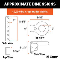 Curt SecureLatch Lunette Ring & Channel, 40,000lb, 3" ID, 11-3/4" Channel Height  • 48641