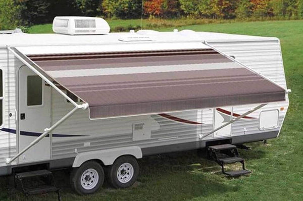 Carefree RV Awning Vinyl Fabric 15'-2" - Sierra Brown Dune Stripe With White Weatherguard  • JU168A00