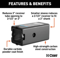 Curt Reducer Sleeve Set, 3" to 2-1/2" to 2" Shanks, 2 Pieces  • 45408