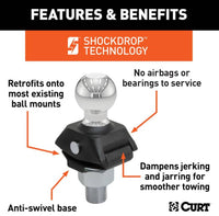 Curt RockerBall 2-5/16"Cushion Hitch Ball, 1-1/4" Shank, 12,000 LBS  • 40249