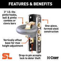 Curt SecureLatch Lunette Ring & Channel, 40,000lb, 3" ID, 11-3/4" Channel Height  • 48641