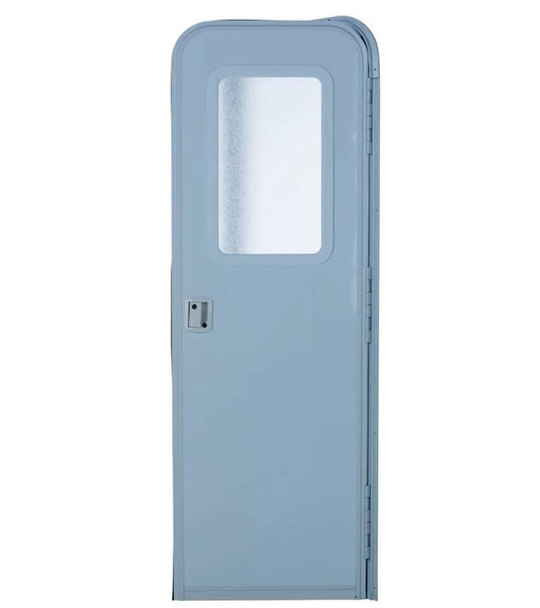Lippert Right Hinge RV Radius Entry Door with Screen Door with Drip Cap & Threshold - 24" x 68", Polar White  • V000042326
