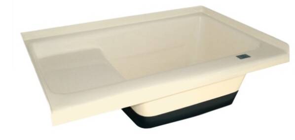 Icon Sit in Step RV Bath Tub with Right Hand Drain - 36" x 24" x 13" - Colonial White  • 00475