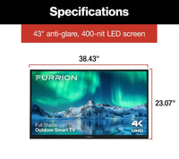 Furrion Aurora Full-Shade 4K LED Outdoor Smart TV - 43"  • 2021130705