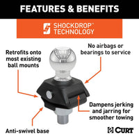 Curt RockerBall 2-5/16" Cushion Hitch Trailer Ball, 1" Shank, 7,500 LBS  • 40248