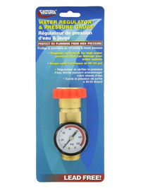 Valterra Brass Water Pressure Regulator with Gauge (3/4" FPT x 3/4" MPT)  • A01-1124VP