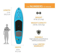 Lifetime Amped 110 Stand Up Paddleboard (SUP) with Paddle - Glacier Blue  • 90579