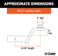 Curt Fusion Ball Mount with 2" Ball, 2" Shank, 7,500 LBS, 2" Rise  • 45155