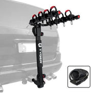 Tyger Auto Deluxe 4-Bike Carrier Rack With Hitch Pin Lock & Cable Lock  • TG-RK4B102B