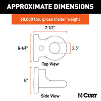 Curt SecureLatch Flush-Mount Lunette Ring, 60,000lb, 2-1/2" ID  • 48661